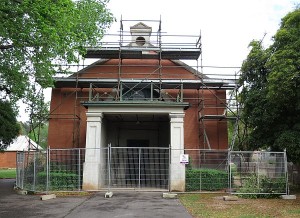 The east end of Museum building ready for action on the parapet and thereabouts.