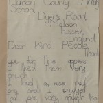 Eight year old pupil's letter of thanks
